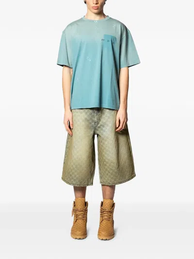 Misbhv Patterned Denim Shorts In Neutral
