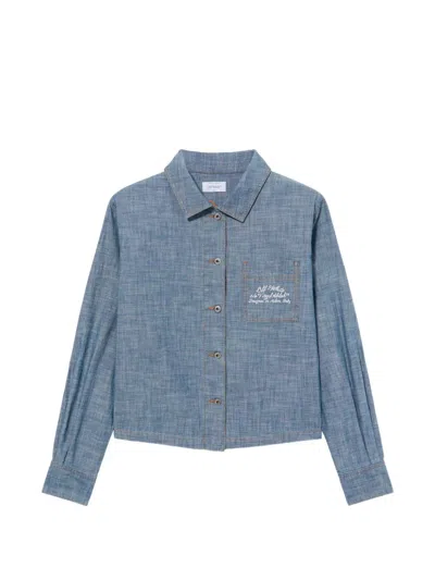 Off-white Chambray Denim Pajama Shirt Dark Blue