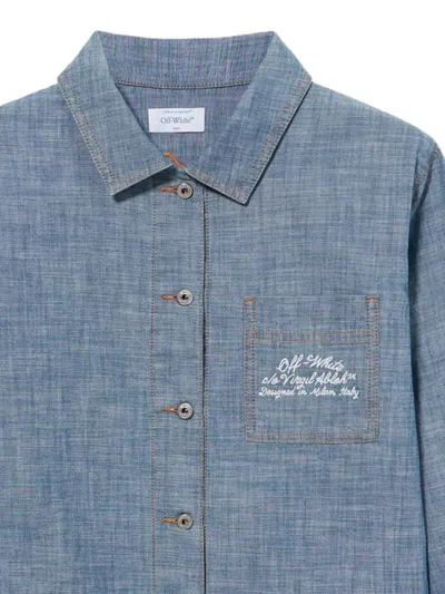 Off-white Chambray Denim Pajama Shirt Dark Blue