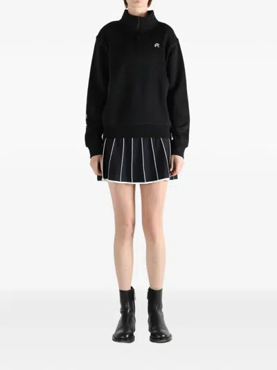 Malbon Delilah Cotton Half-zip Sweatshirt In Black