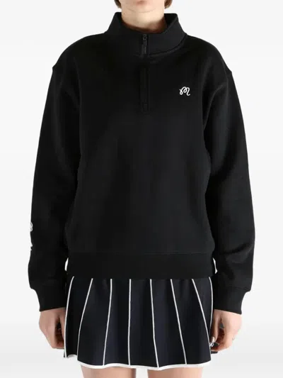 Malbon Delilah Cotton Half-zip Sweatshirt In Black