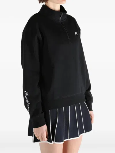 Malbon Delilah Cotton Half-zip Sweatshirt In Black