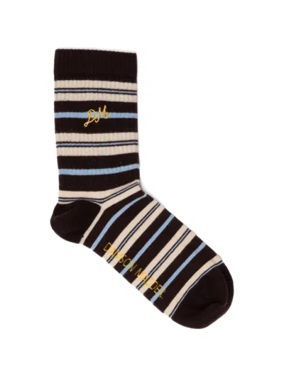 Damson Madder Striped Socks In Multi