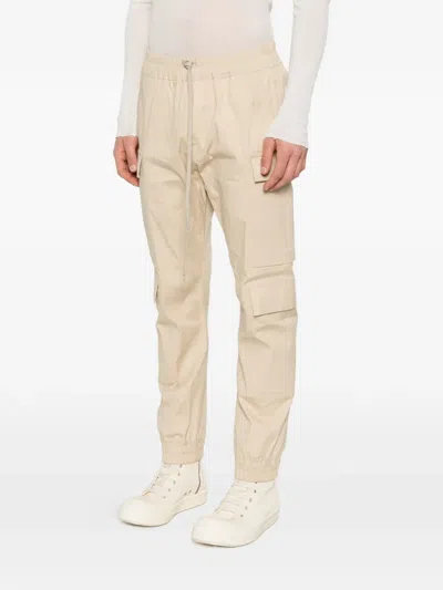 Rick Owens Drawstring Cargo Trousers In Neutral