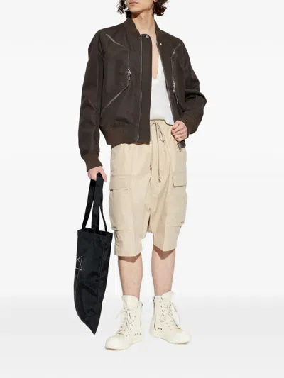 Rick Owens Temple Heizer Flight Jacket In Brown
