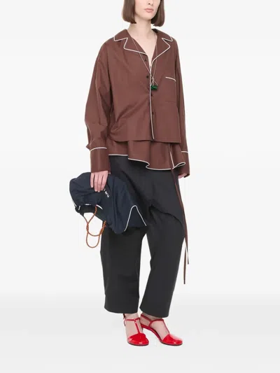 Plan C Long-sleeve Shirt In Brown