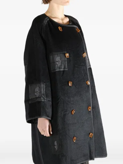 Mutedance Double-breasted Coat In Black