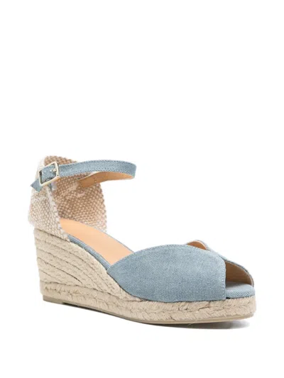 Castaã±er Light Blue Ankle Strap Wedge Espadrilles In Blue