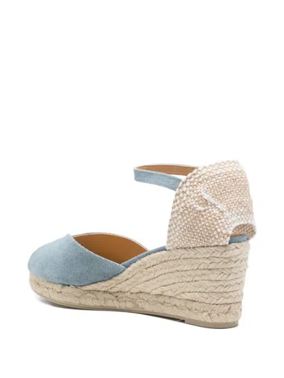 Castaã±er Light Blue Ankle Strap Wedge Espadrilles In Blue