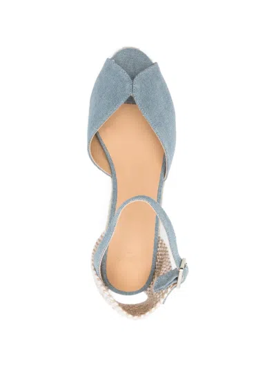 Castaã±er Light Blue Ankle Strap Wedge Espadrilles In Blue