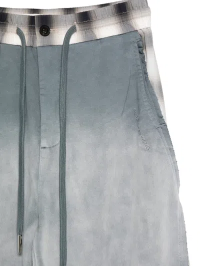 Feng Chen Wang Plaid Drawstring Track Pants In Blue