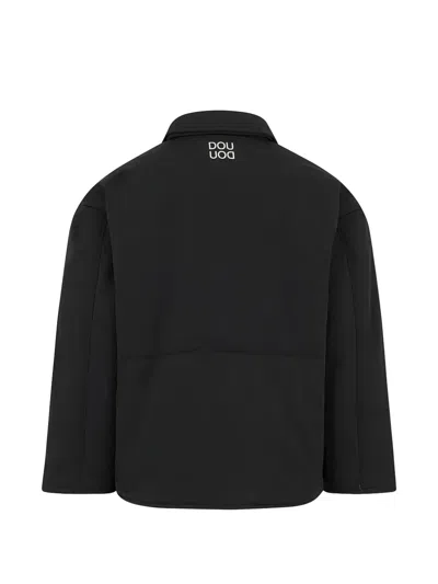 Douuod Kangaroo-pocket Jacket In Black