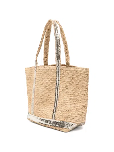 Vanessa Bruno M Raffia Sequin Tote Bag In Nude