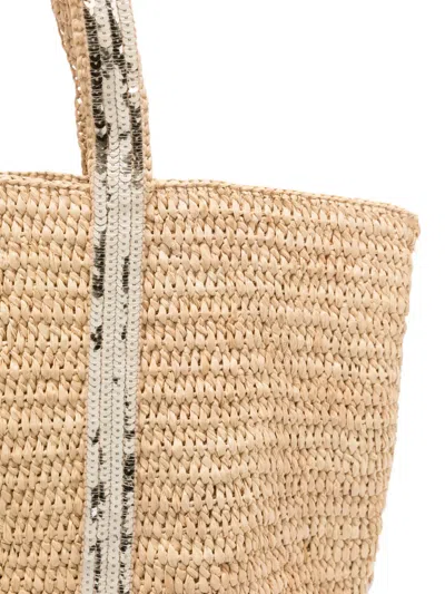 Vanessa Bruno M Raffia Sequin Tote Bag In Nude