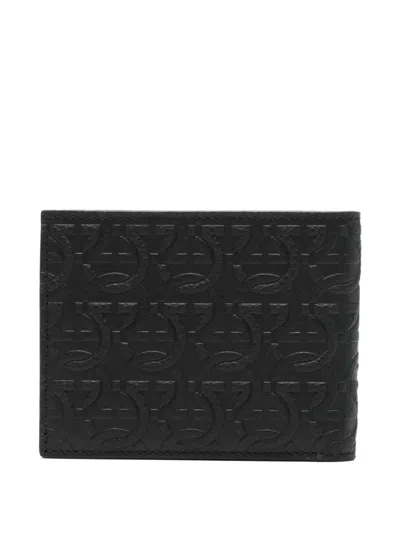 Ferragamo Logo-pattern Wallet In Black