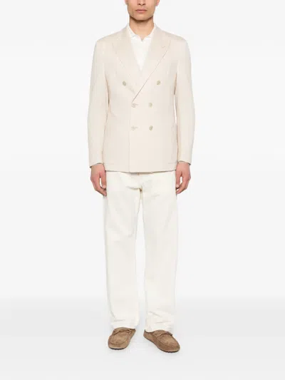 Eleventy Double-breasted Blazer In Neutral