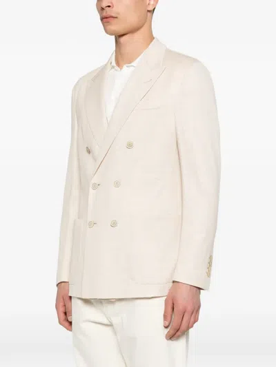 Eleventy Double-breasted Blazer In Neutral