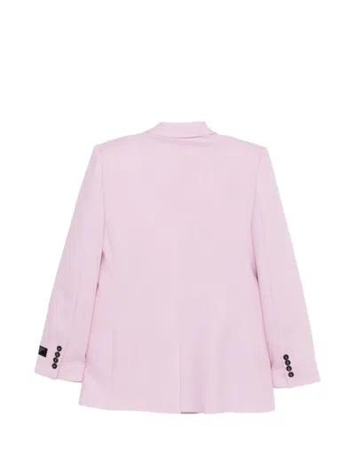 Msgm Double-breasted Notched Lapel Jacket In Pink