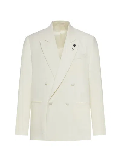 Lardini Double-breasted Blazer In Neutral