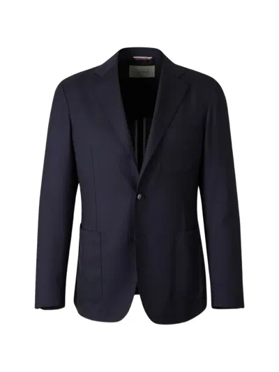 Canali Kei Navy Blue Modern-fit Jacket In Pure Impeccabile Wool
