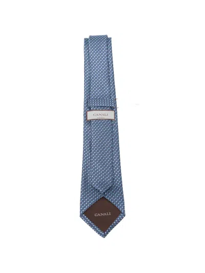 Canali Patterned Tie In Blue