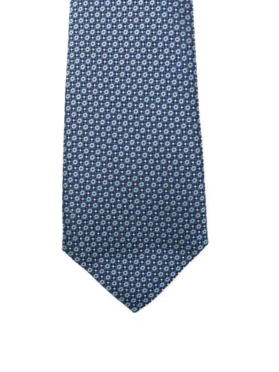 Canali Patterned Tie In Blue