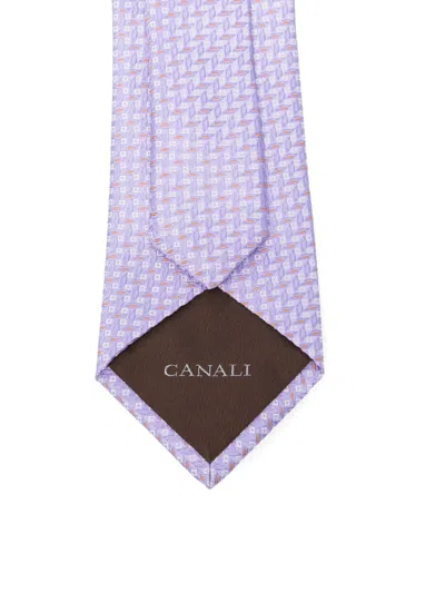 Canali Patterned Tie In Purple