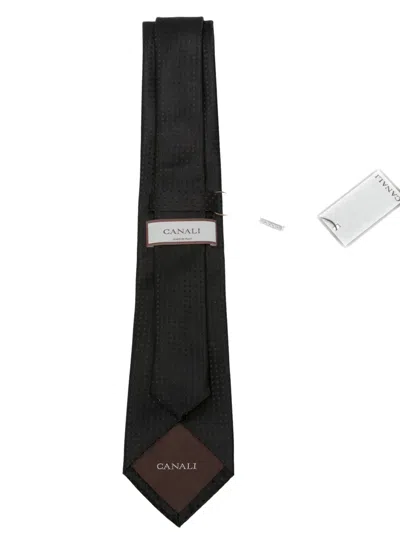 Canali Textured Tie In Black