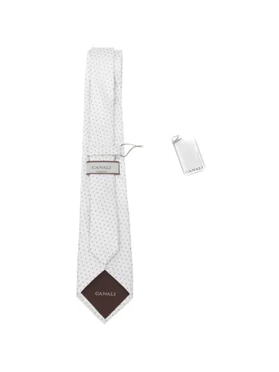 Canali Patterned Tie In White
