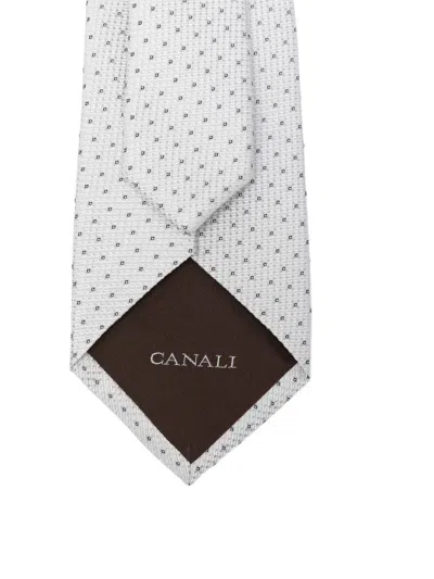 Canali Patterned Tie In White