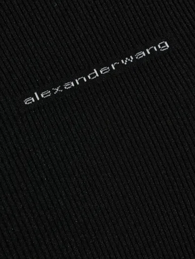 Alexander Wang Black Stretch Nylon T-shirt In Black