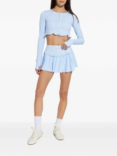 Loveshackfancy Vanina Ruffled Training Skort In Blue