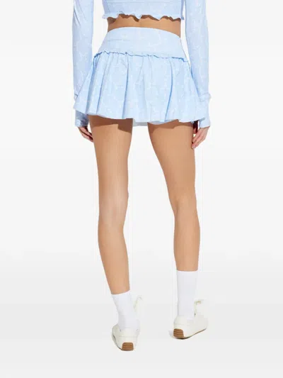 Loveshackfancy Vanina Ruffled Training Skort In Blue