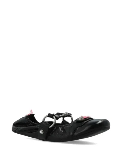 Balenciaga City Black Ballet Flats In Arena Lambskin Leather
