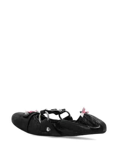 Balenciaga City Black Ballet Flats In Arena Lambskin Leather