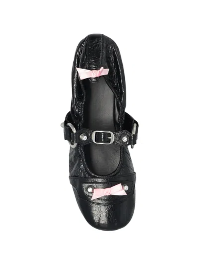 Balenciaga City Black Ballet Flats In Arena Lambskin Leather