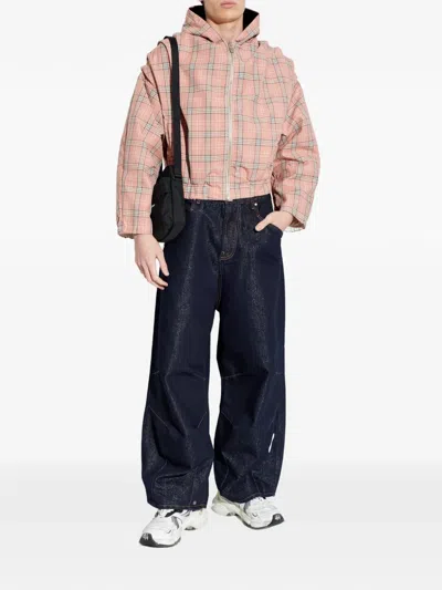 Pdf Hooded Check Jacket In Brown