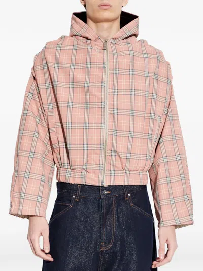 Pdf Hooded Check Jacket In Brown