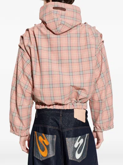 Pdf Hooded Check Jacket In Brown