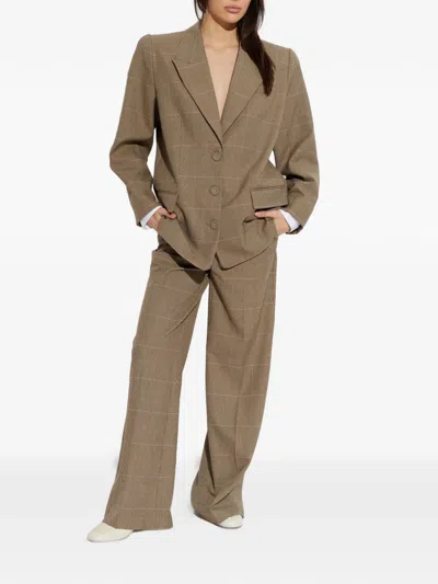 Gestuz Evaldi Check Pattern Trousers In Brown