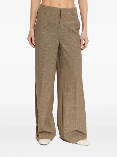 Gestuz Evaldi Check Pattern Trousers In Brown