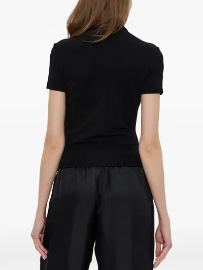 Alexander Wang Rashguard Mock Neck Short Sleeve Top In Black