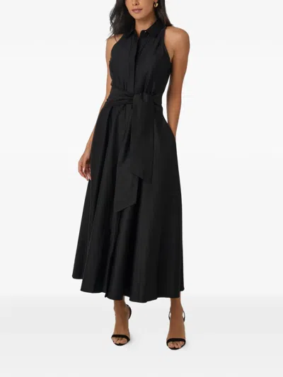 Toccin Chelsea Sleeveless Tie-front Midi Shirt Dress In Black