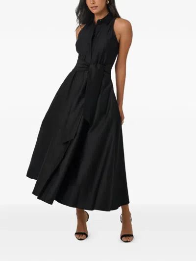 Toccin Chelsea Sleeveless Tie-front Midi Shirt Dress In Black