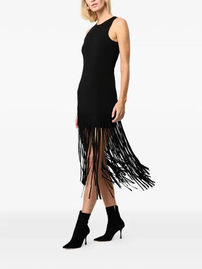 Toccin Margaux Racer Mini Dress With Fringe In Black
