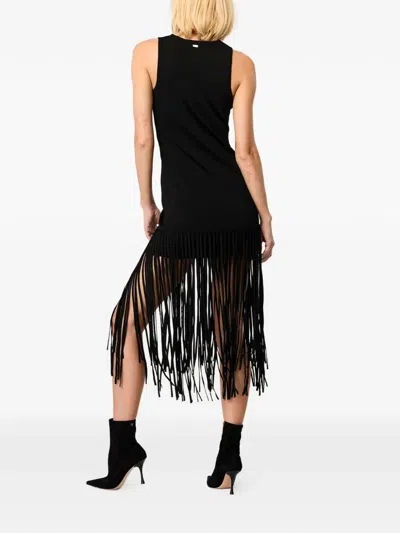 Toccin Margaux Racer Mini Dress With Fringe In Black