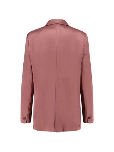Alysi Single-breasted Satin Blazer In Brown