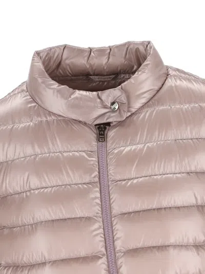 Herno High Collar Quilted Coat Side Pockets In Pink