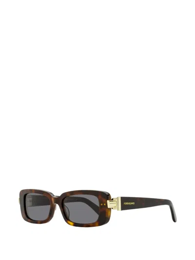 Ferragamo Eyewear 1105 Rectangular-frame Sunglasses In Brown