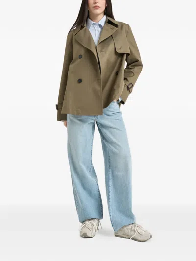 Weekend Max Mara Button Double-breasted Coat In Green